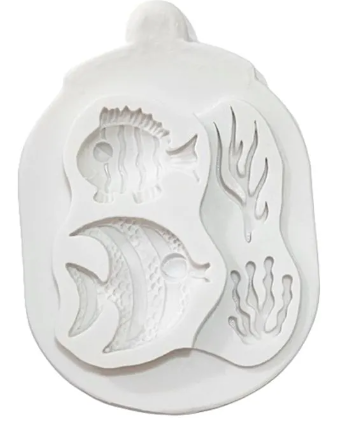 Molde de Silicone Peixes e Algas Cute 270...