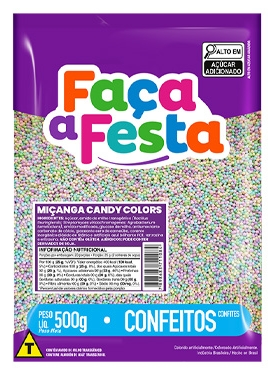 Confeito Miçanga Candy Colors 500g LEKE