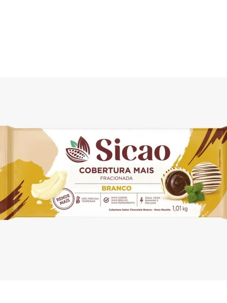 Cobertura Mais Chocolate  Branco Barra 1,...