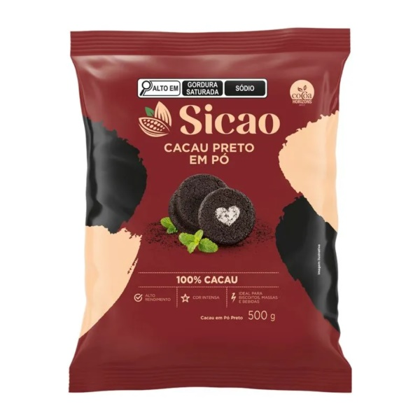 Cacau Em Pó 100% Preto 500g SICAO 