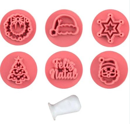 Kit Carimbos Natal Iluminado 2cm com 6 ca...