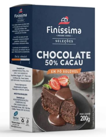 Chocolate em Pó 50% 200g FINISSIMA 