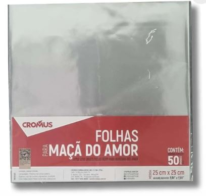 Folha Cristal Maçã do Amor 25x25 - 50 uni...