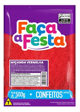 Confeito Miçanga Vermelha 500g LEKE
