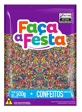 Confeito Granulado Colorido 500g LEKE