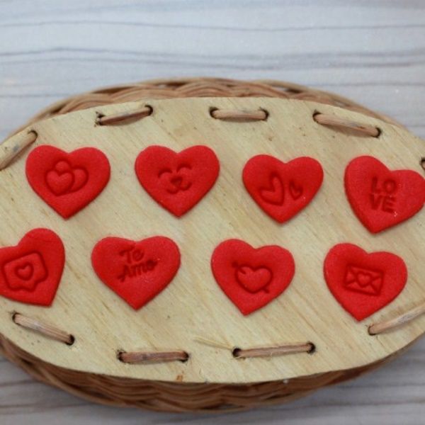 Kit Carimbos Amor 1,5cm com 8 carimbos e ...
