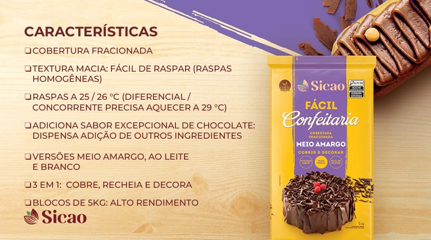 Cobertura sabor Chocolate Meio Amargo Bar...