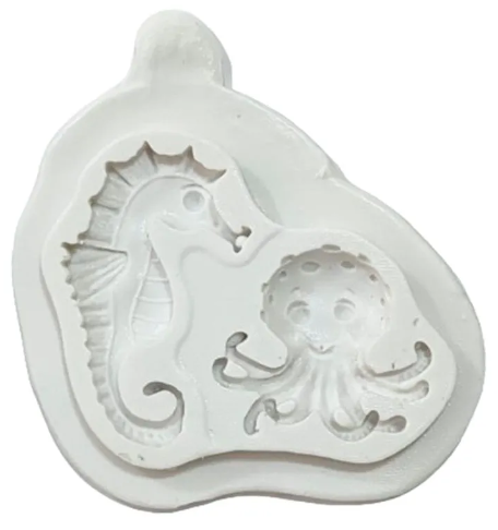 Molde de Silicone Cavalo Marinho e Polvo ...