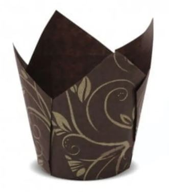 Forma Tulipa 50x50 Marrom/Ouro 25 unidade...