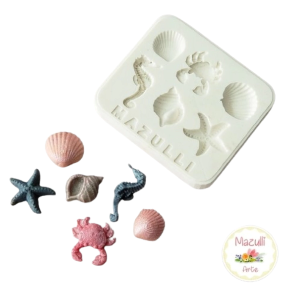 Molde de Silicone Kit Bichos do Mar 2/3cm...