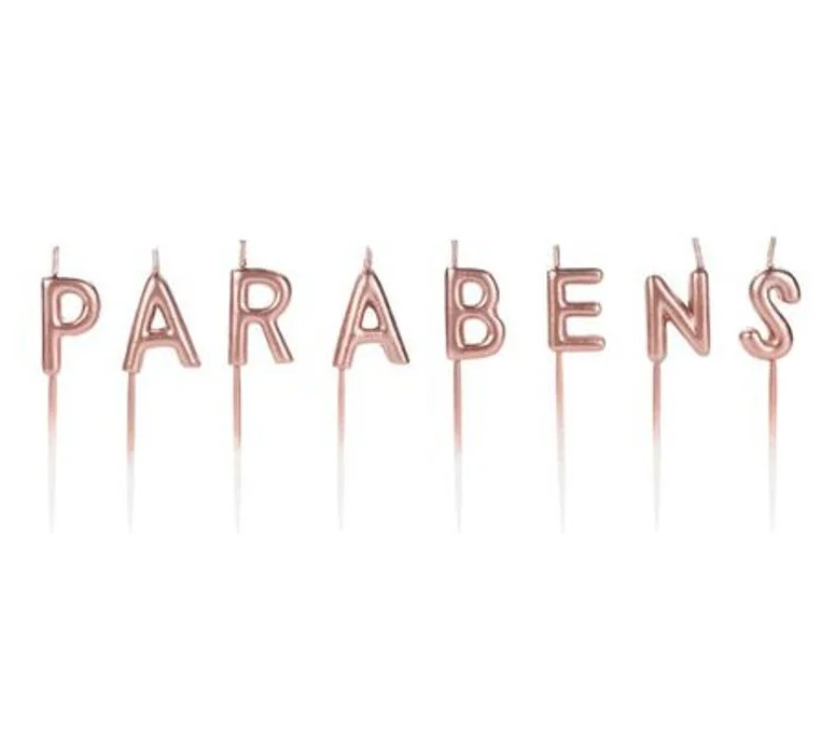 Vela Parabéns Rose Gold - 8 Letras SILVER