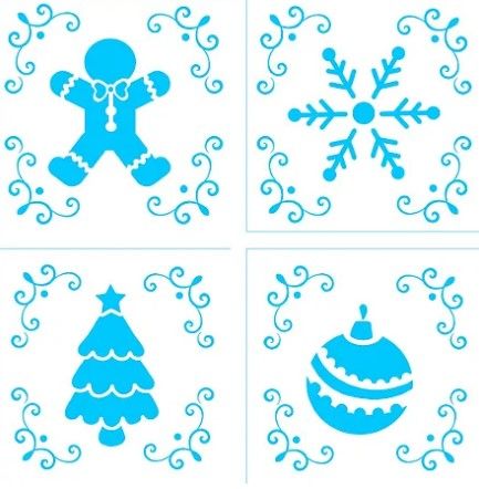 Kit Mini Estêncil Natal 2 - 4pçs BLUESTAR