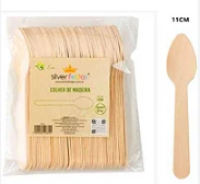 Colher Madeira Natural Pequena 11cm - 50 ...