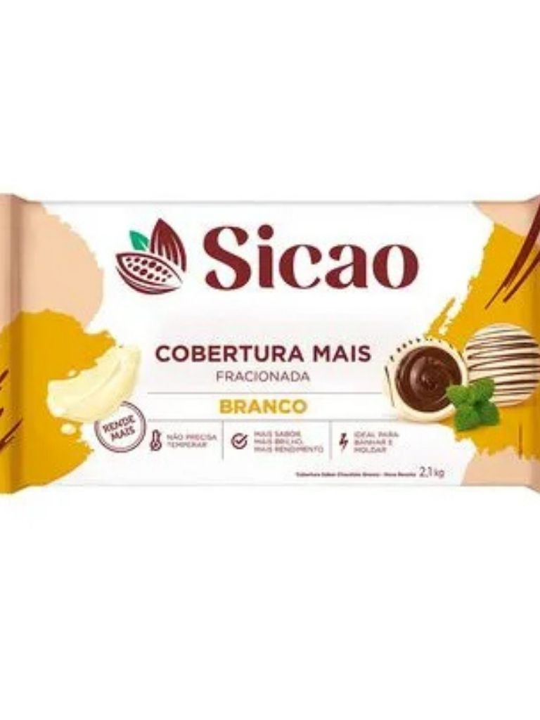 Cobertura Mais Chocolate  Branco Barra 2,...