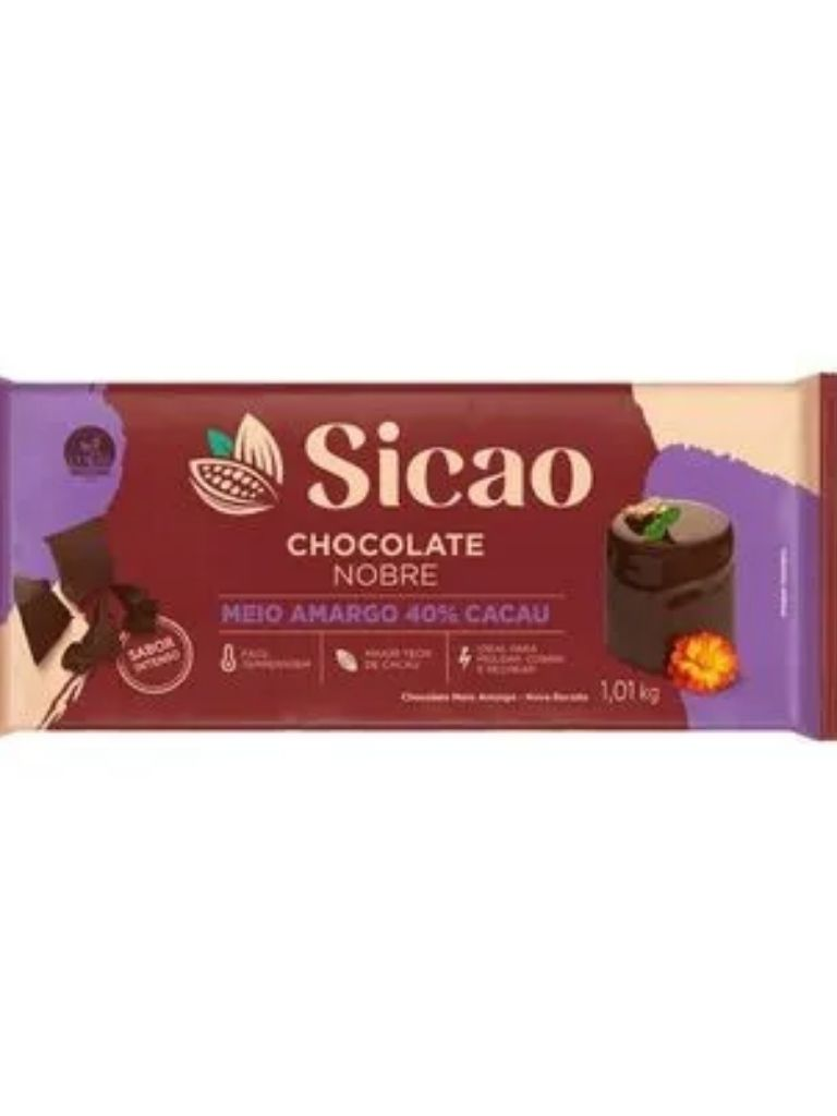 Chocolate Nobre Amargo 40% Barra 1,01KG S...