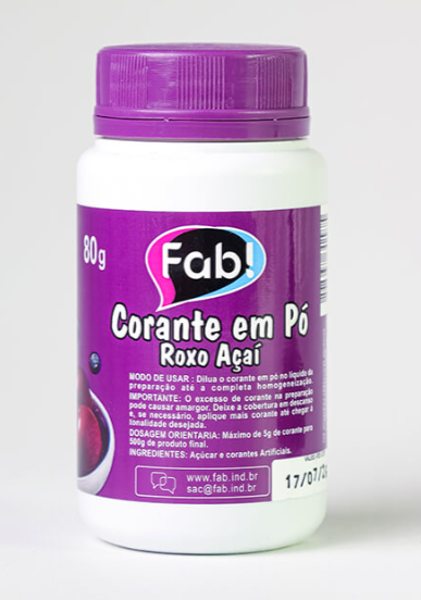 Corante em Pó Roxo Açaí 80g FAB