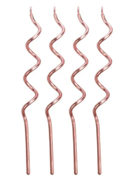 Vela Espiral Rose - 4 unidades SILVER