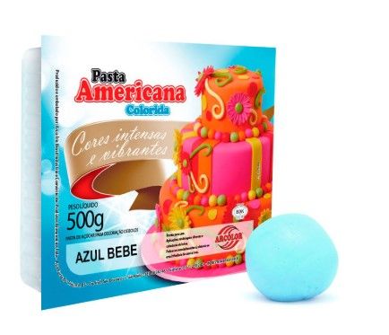 Pasta Americana cor azul bebê 500g ARCOLOR