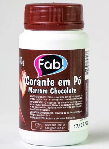 Corante em Pó Marrom chocolate 80g FAB