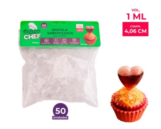 Ampola Saborizante Coração 1mL - 50 unida...