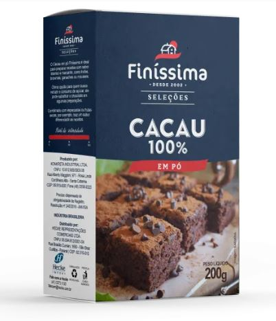 Cacau em Pó 100% 200g FINISSIMA 