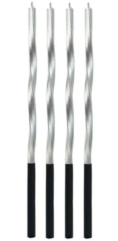 Vela Torcida Metalizada Prata 15cm - 4 un...