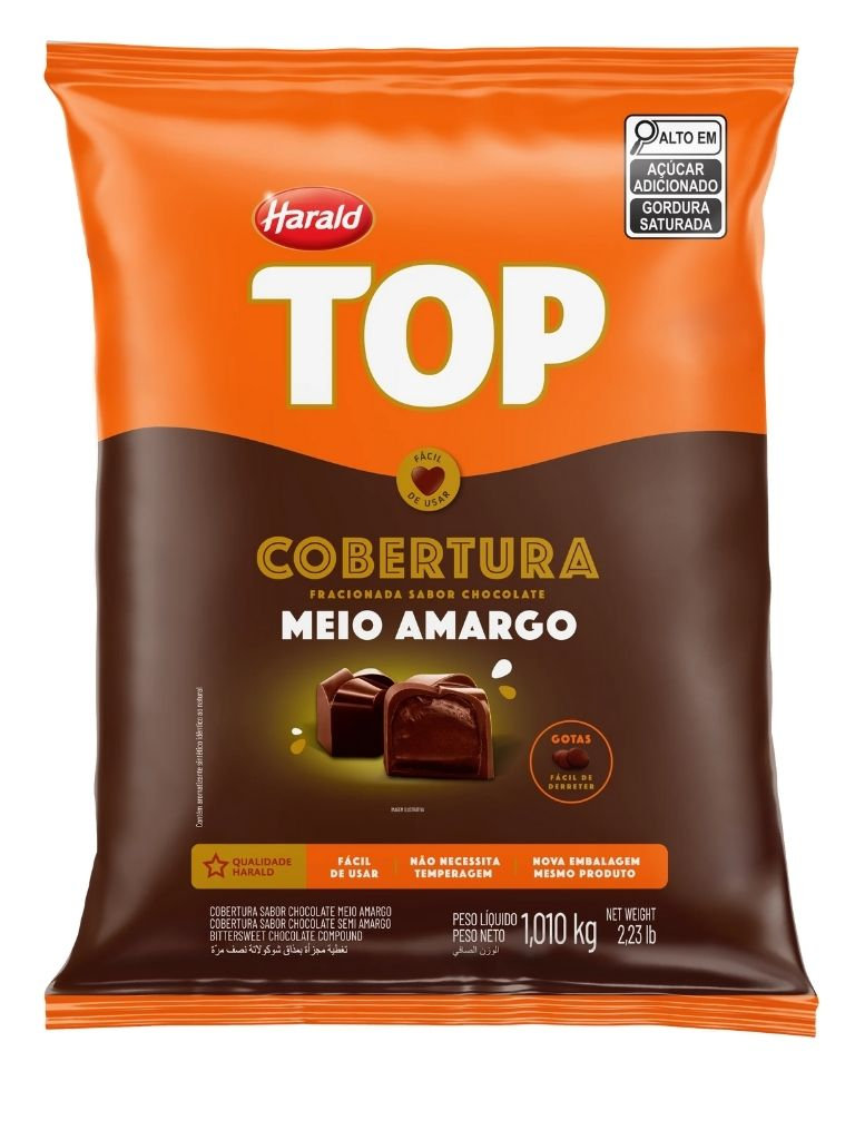 Cobertura sabor Chocolate Amargo Gotas - ...