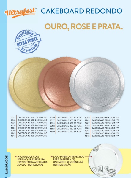 Cakeboard Redondo Ouro 28cm ULTRA