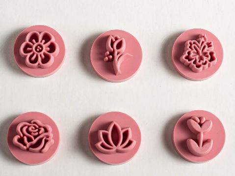 Kit Carimbos Flores 2cm com 6 carimbos e ...