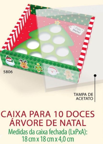 Caixa Para 10 Doces Árvore Natal ULTRA
