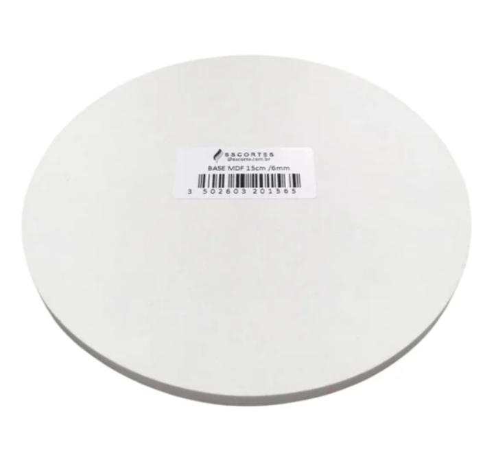 Tabuleiro Redondo Branco Mdf - 15cmx6mm S...