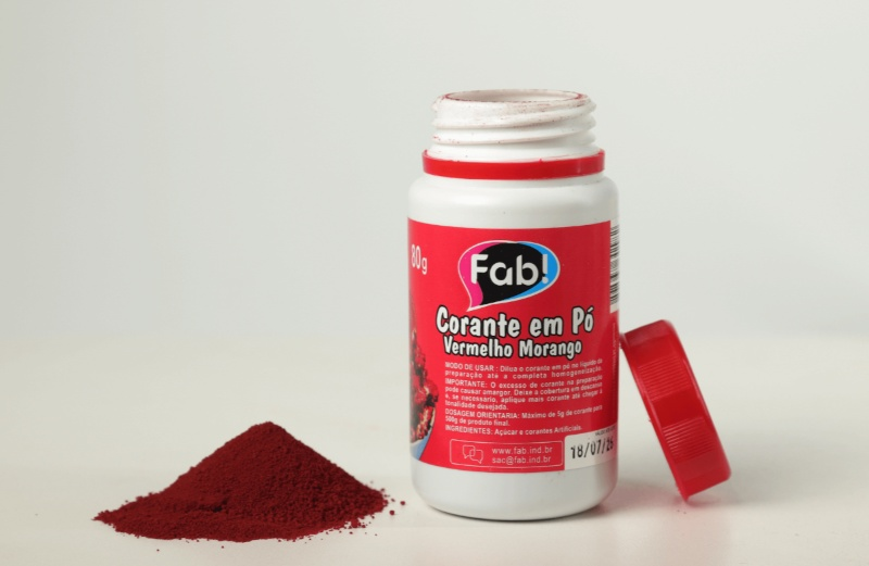 Corante em Pó Vermelho Morango 80g FAB