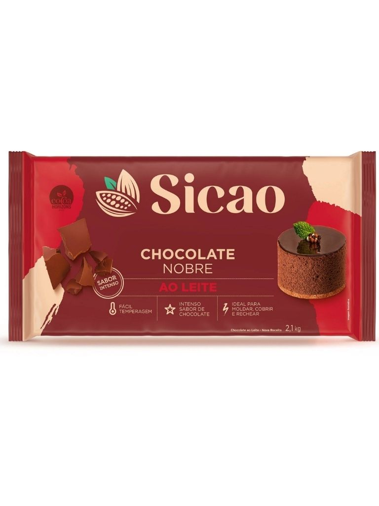 Chocolate Nobre Ao Leite Barra 2,1KG SICAO