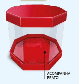 ULTRA Caixa Oitavada Vermelha Acet 25x25x...