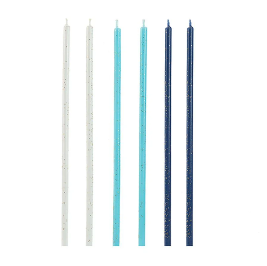 Vela Palito Azul e Branca 15cm - 6 unidad...