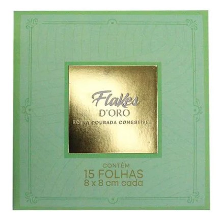 Folha Dourada Comestível Flakes 8x8 cm co...
