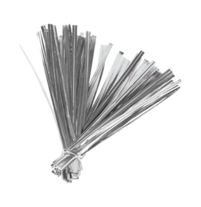Lacre Metalizado Prata 11cm x 4mm - 100 u...