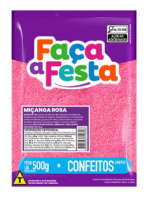 Confeito Miçanga Rosa 500g LEKE GOURMET